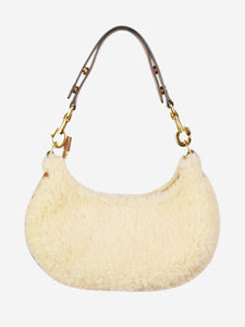 Celine White 2022 faux fur shoulder bag
