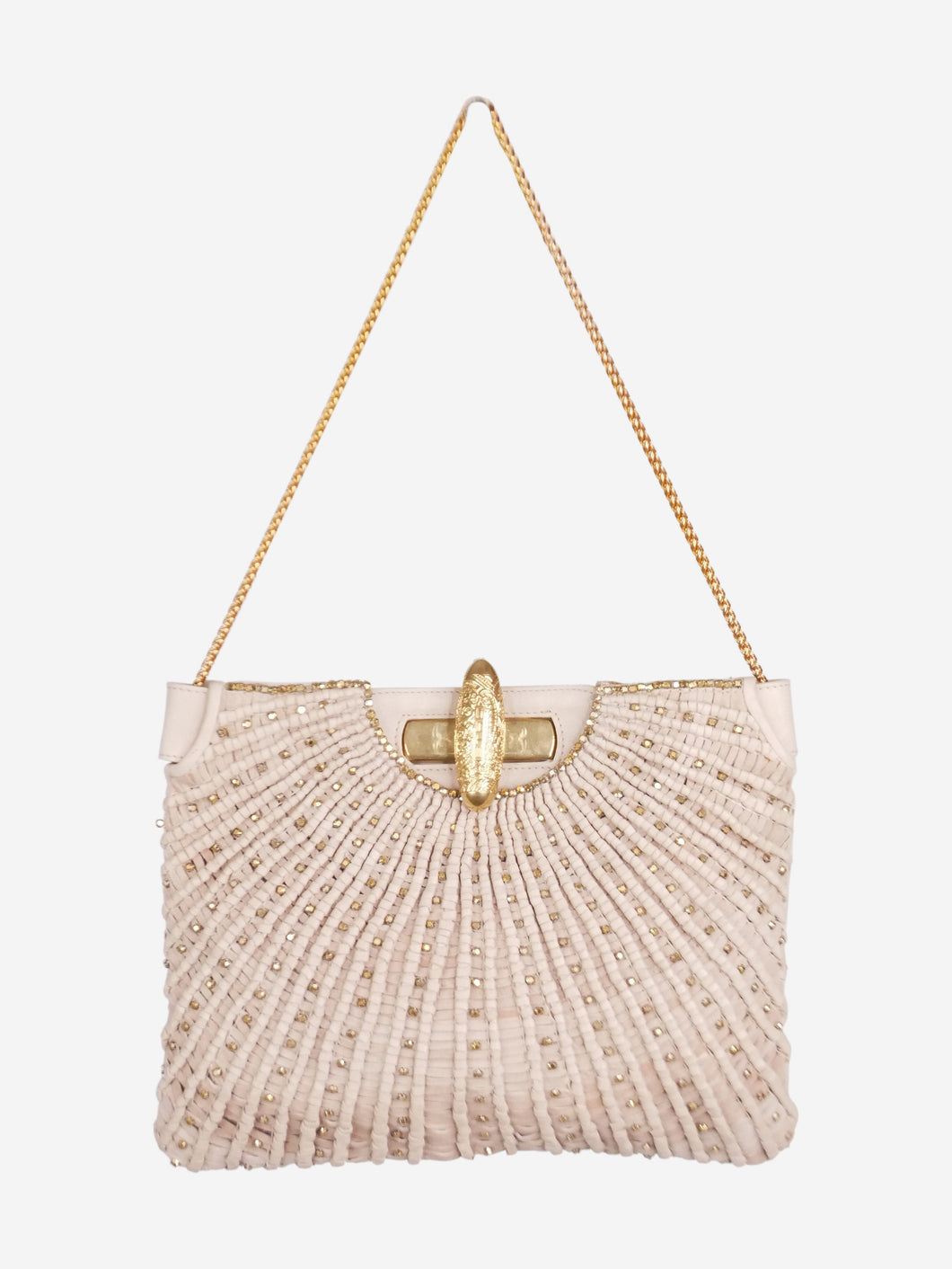 Neutral bejewelled woven leather top handle bag Top Handle Bags Etro 