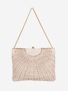 Etro Neutral bejewelled woven leather top handle bag