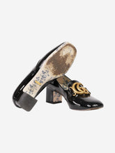 Load image into Gallery viewer, Gucci Black patent heels with GG emblem - size EU 36.5 Heels Gucci 
