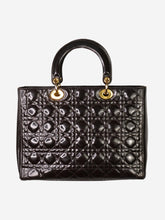 Load image into Gallery viewer, Brown vintage 1999 large Lady Dior patent top handle bag Top Handle Bags Christian Dior 
