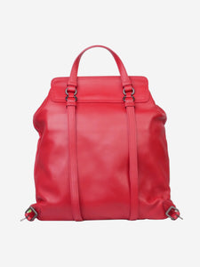 Bottega Veneta Red drawstring backpack with intrecciato leather flap