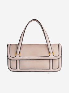Loewe Pink suede contrastred trim flap top handle bag