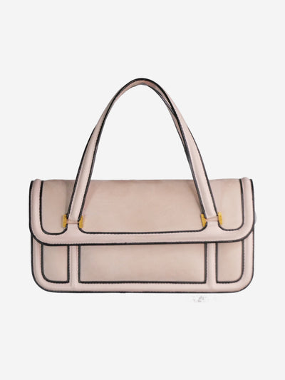 Pink suede contrastred trim flap top handle bag Top Handle Bags Loewe 
