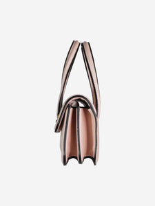 Loewe Pink suede contrastred trim flap top handle bag