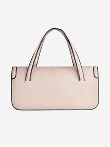 Loewe Pink suede contrastred trim flap top handle bag