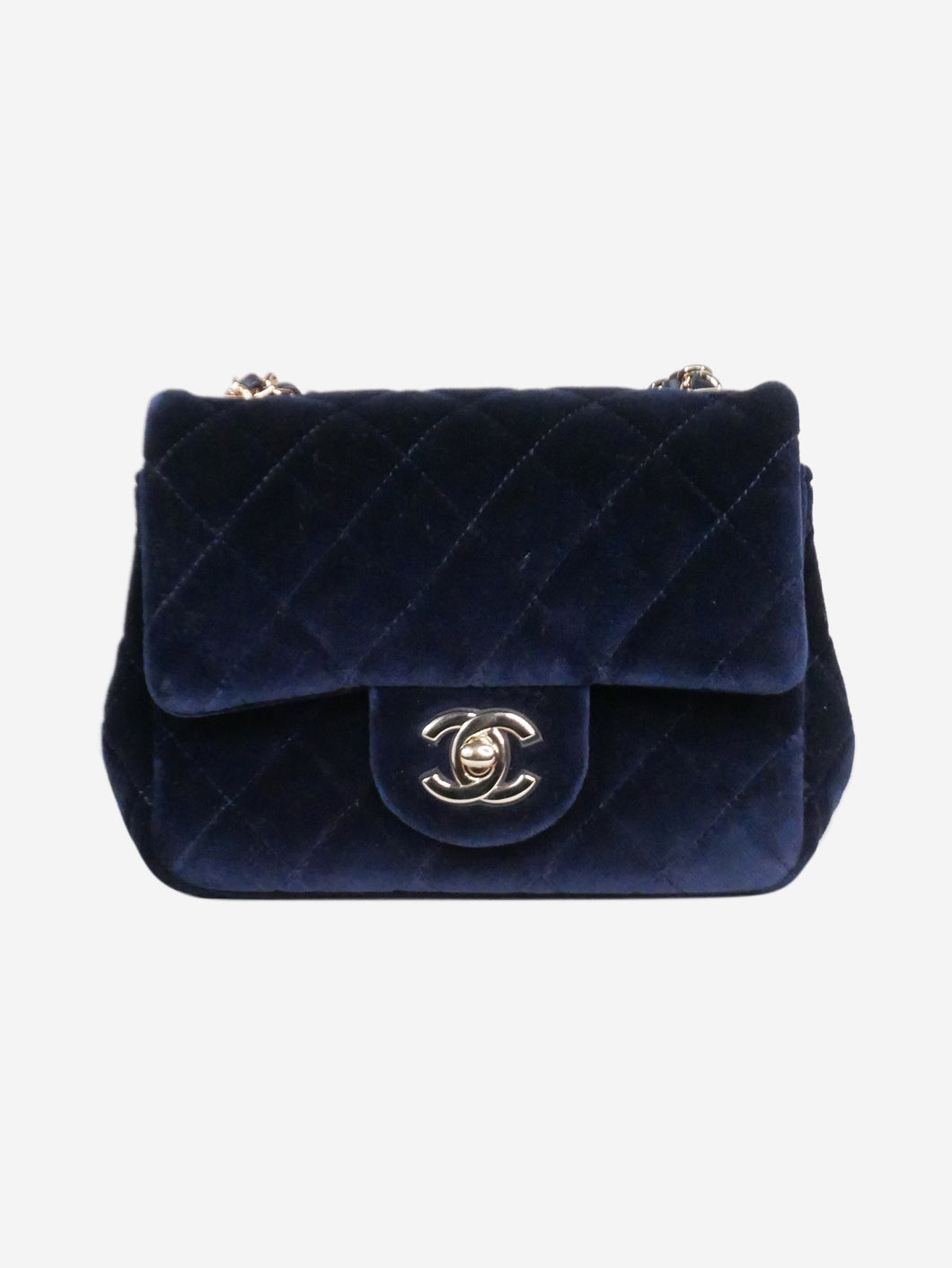 Blue mini square velvet 2020 Classic gold hardware single flap Cross-body bags Chanel 