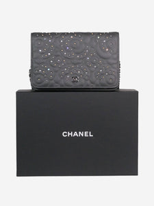 Chanel Grey 2019 silver hardware embellished lambskin leather Wallet On Chain