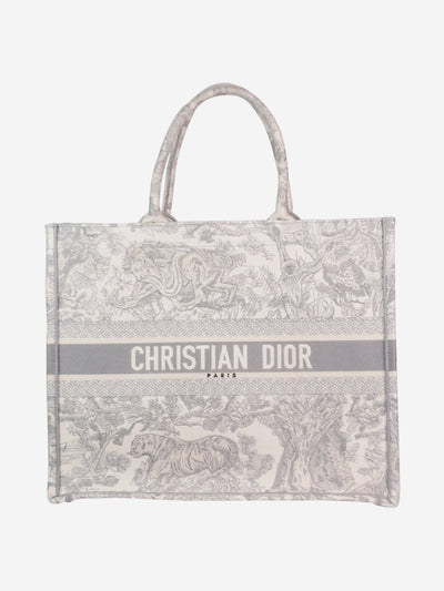 Grey 2021 large Toile de Jouy Embroidery Book Tote Tote Bags Christian Dior 