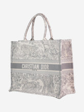 Load image into Gallery viewer, Grey 2021 large Toile de Jouy Embroidery Book Tote Tote Bags Christian Dior 
