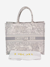 Load image into Gallery viewer, Grey 2021 large Toile de Jouy Embroidery Book Tote Tote Bags Christian Dior 
