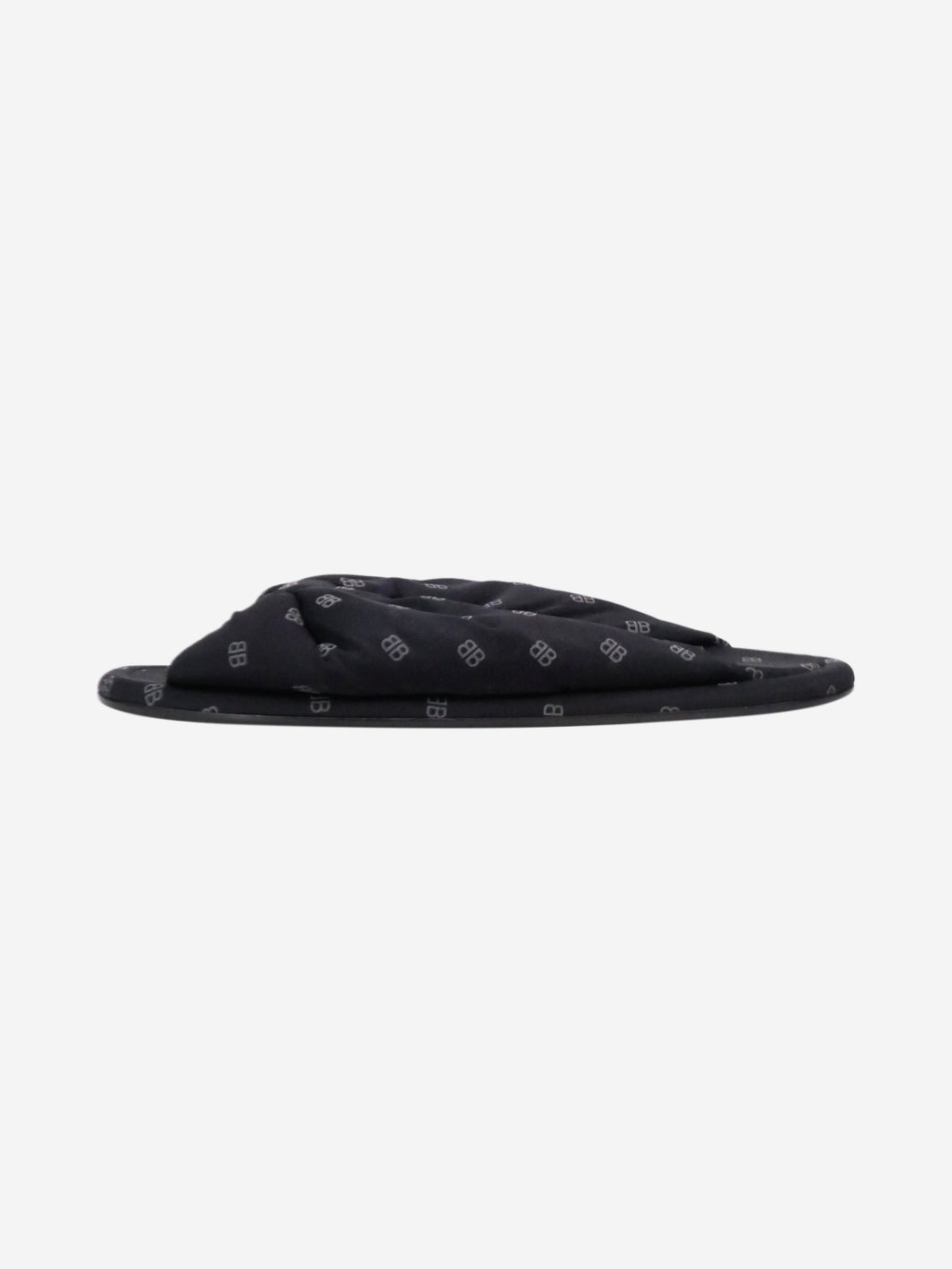 Black reflective Bb-print padded-jersey slippers - size EU 38.5 (UK 5.5) Flat Sandals Balenciaga 