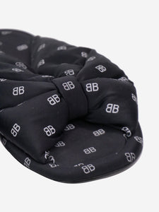 Balenciaga Black reflective Bb-print padded-jersey slippers - size EU 38.5