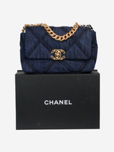 Load image into Gallery viewer, Blue medium denim quilted gold hardware 19 shoulder bag Shoulder bags Chanel 

