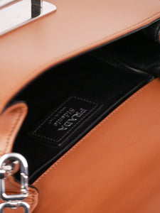 Prada Brown Sidonie silver hardware flap shoulder bag