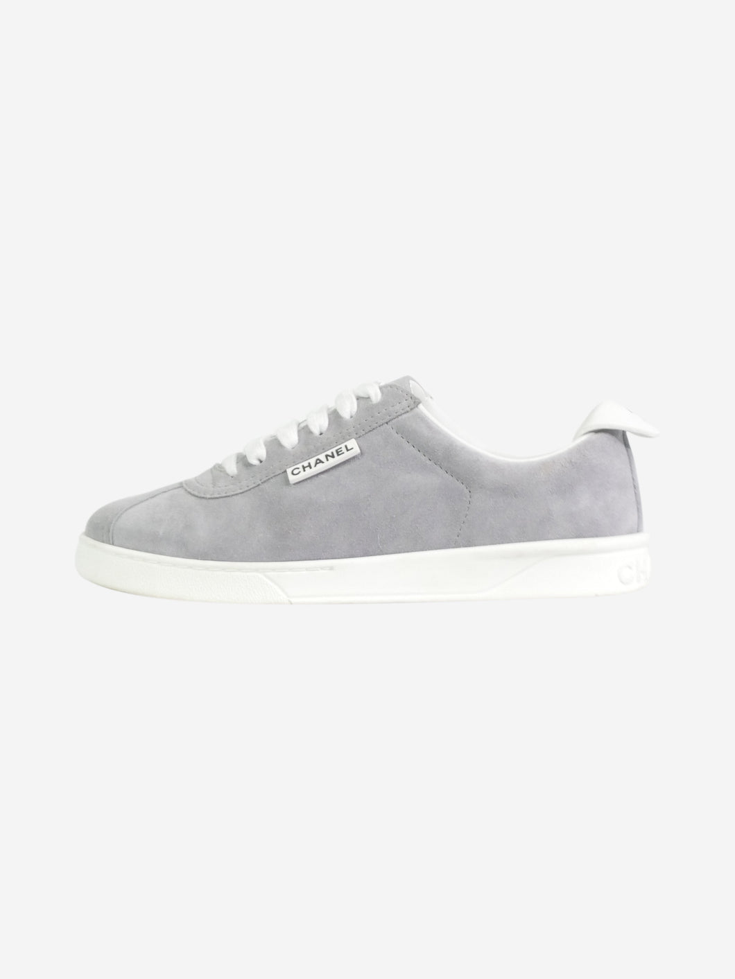 Grey lace up suede trainers with branded details - size EU 37.5 Trainers Chanel 