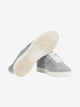 Load image into Gallery viewer, Grey lace up suede trainers with branded details - size EU 37.5 Trainers Chanel 
