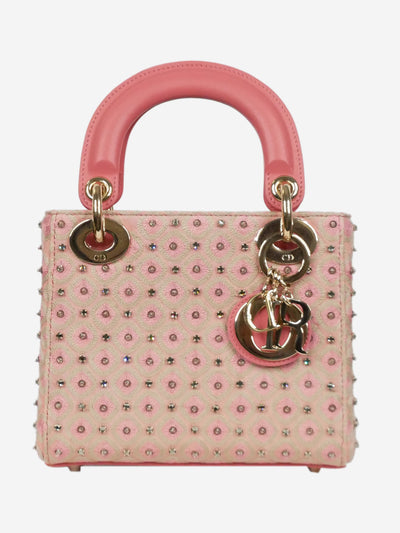 Pink crystal embellished mini Lady Dior top-handle bag Top Handle Bags Christian Dior 