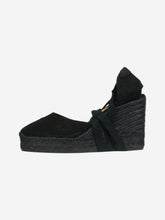 Load image into Gallery viewer, Black canvas strappy wedges - size EU 40 Heels Castaner 
