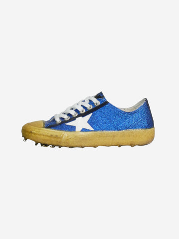 Blue sparkly lace up star trainers - size EU 38 Trainers Golden Goose 