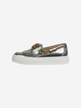 Load image into Gallery viewer, Silver metallic fringed boat shoes - size EU 37 Flat Shoes Brunello Cucinelli 
