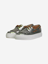 Load image into Gallery viewer, Silver metallic fringed boat shoes - size EU 37 Flat Shoes Brunello Cucinelli 
