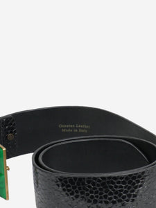 Dries Van Noten Black snakeprint belt with oversized buckle