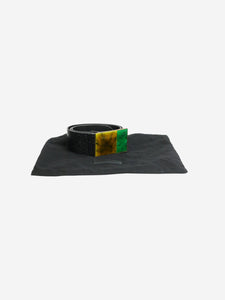 Dries Van Noten Black snakeprint belt with oversized buckle