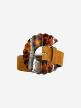 Load image into Gallery viewer, Brown suede and leather belt with tortoise shell buckle Belts Sezane 
