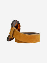Load image into Gallery viewer, Brown suede and leather belt with tortoise shell buckle Belts Sezane 
