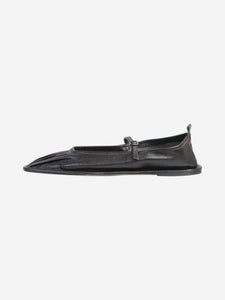 Hereu Brown leather pleated-toe Mary Jane ballet flats - size EU 38