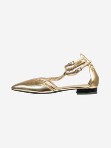 Chanel Gold metallic leather sandals - size EU 38.5