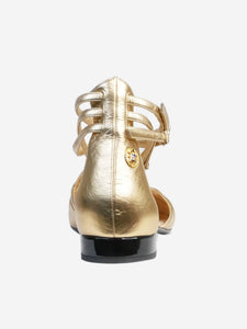 Chanel Gold metallic leather sandals - size EU 38.5