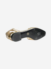 Load image into Gallery viewer, Gold metallic leather sandals - size EU 38.5 Flat Sandals Chanel 
