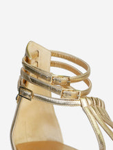 Load image into Gallery viewer, Gold metallic leather sandals - size EU 38.5 Flat Sandals Chanel 
