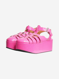 Loewe Pink sparkly leather platform sandals - size EU 38