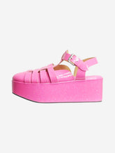 Load image into Gallery viewer, Pink sparkly leather platform sandals - size EU 38 Flat Sandals Loewe 
