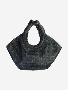Hereu Black Castell raffia top handle bag