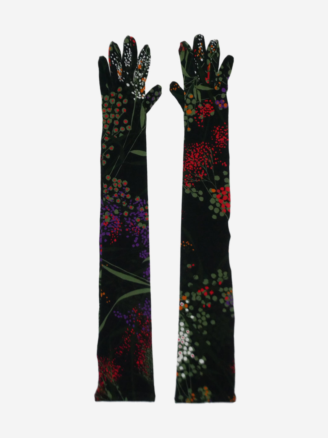 Black elbow-length floral gloves Gloves Dries Van Noten 