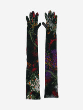 Load image into Gallery viewer, Black elbow-length floral gloves Gloves Dries Van Noten 
