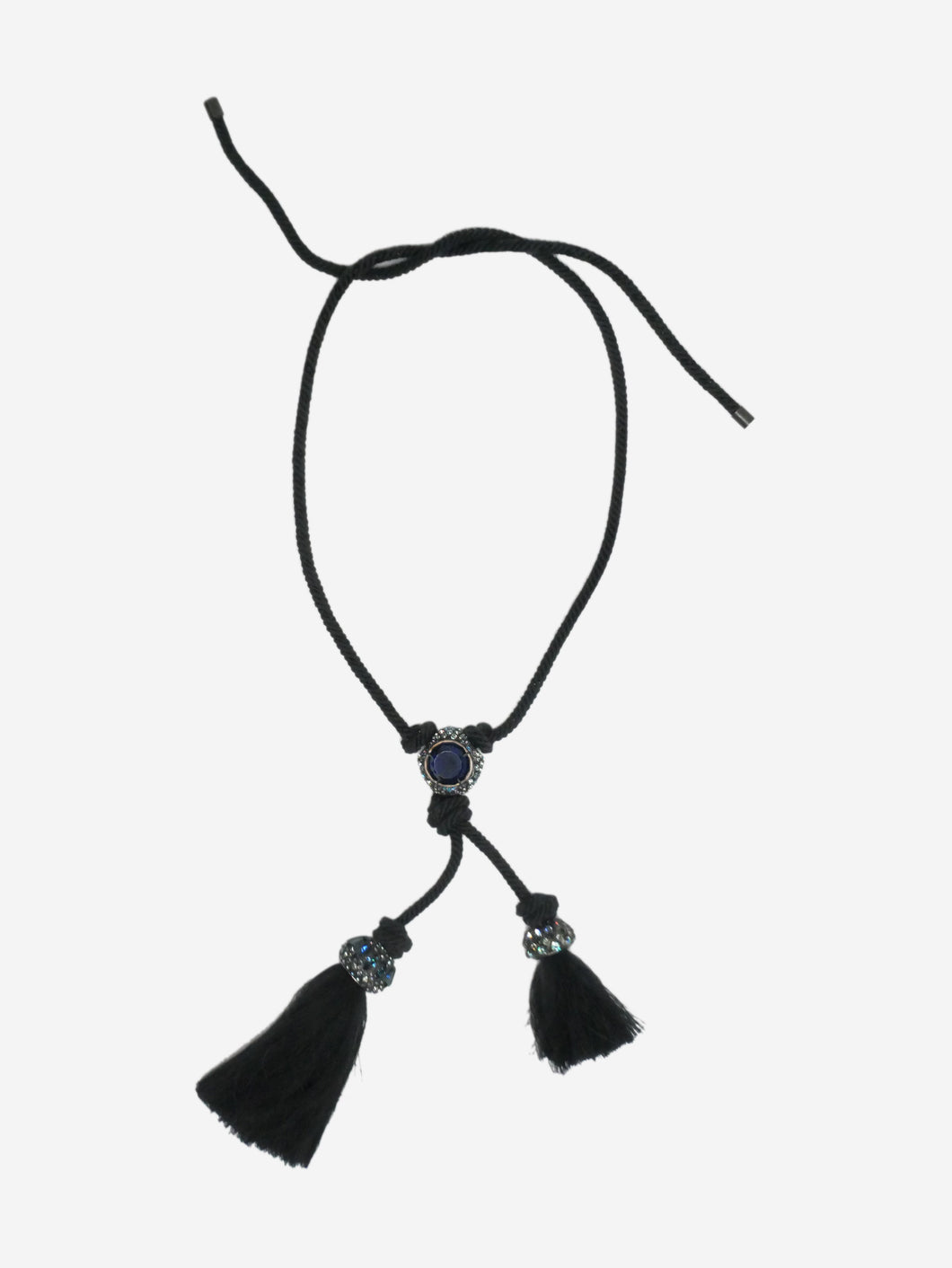 Black bejewelled tassle rope necklace Jewellery Lanvin 