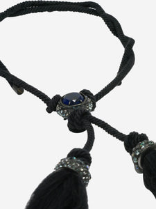 Lanvin Black bejewelled tassle rope necklace