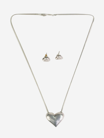 Silver heart necklace and earrings set Jewellery Tiffany & Co. 