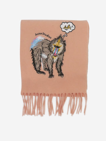 Pink baboon embroidered scarf Scarves Acne Studios 