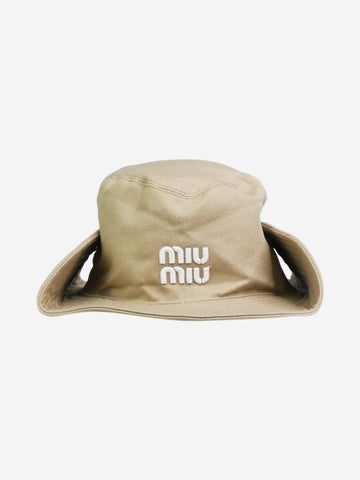 Beige denim logo hat Hats Miu Miu 