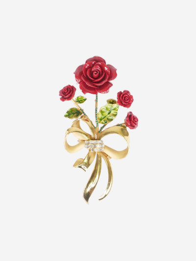 Gold rose flower crystal hair clip Jewellery Dolce & Gabbana 