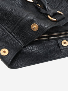 Prada Black leather 2way handbag with gold hardware lettering logo