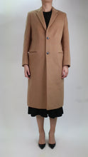 Load and play video in Gallery viewer, Neutral wool coat with rockstud collar - size UK 16
