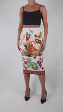 Load and play video in Gallery viewer, Multicolour vegetable-print charmeuse skirt - size IT 40
