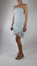 Load and play video in Gallery viewer, Blue silk ruffled mini dress - size FR 36
